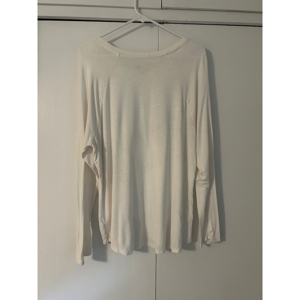 Time and Tru Womens XL Winter White Slub Knit Raglan Long Sleeve Top TTL39036